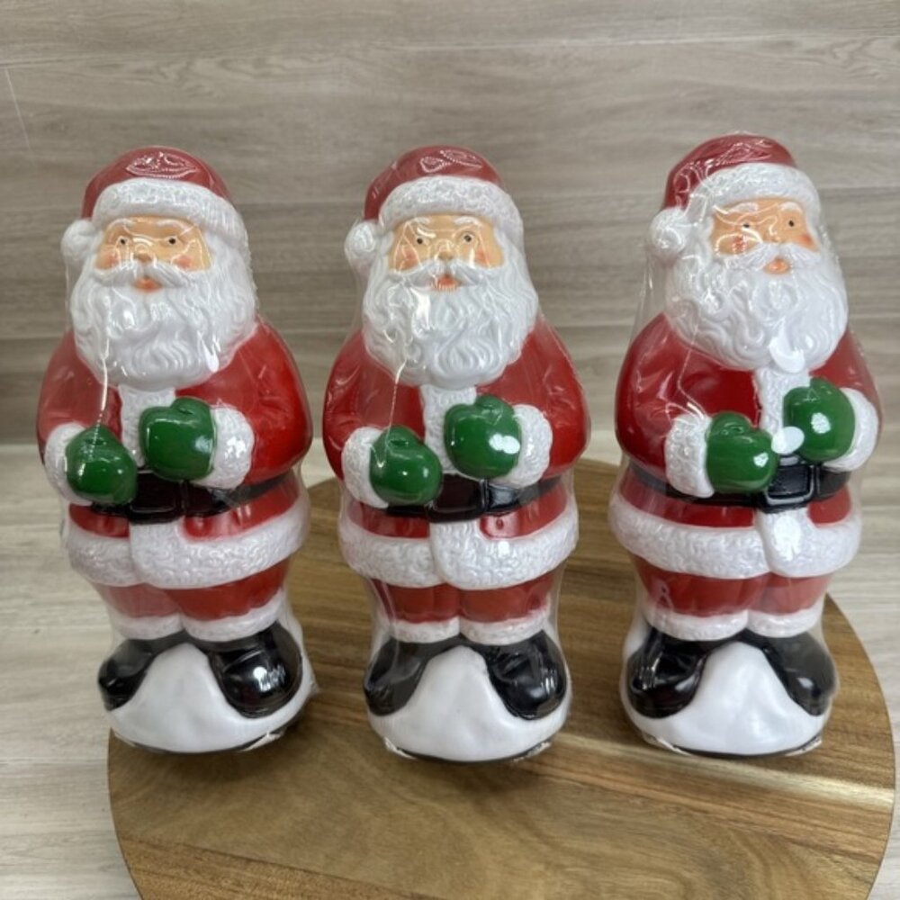 Vintage 1995 Empire Blow Molds Santa Claus Lot of 3 Light Toppers Christmas 10"